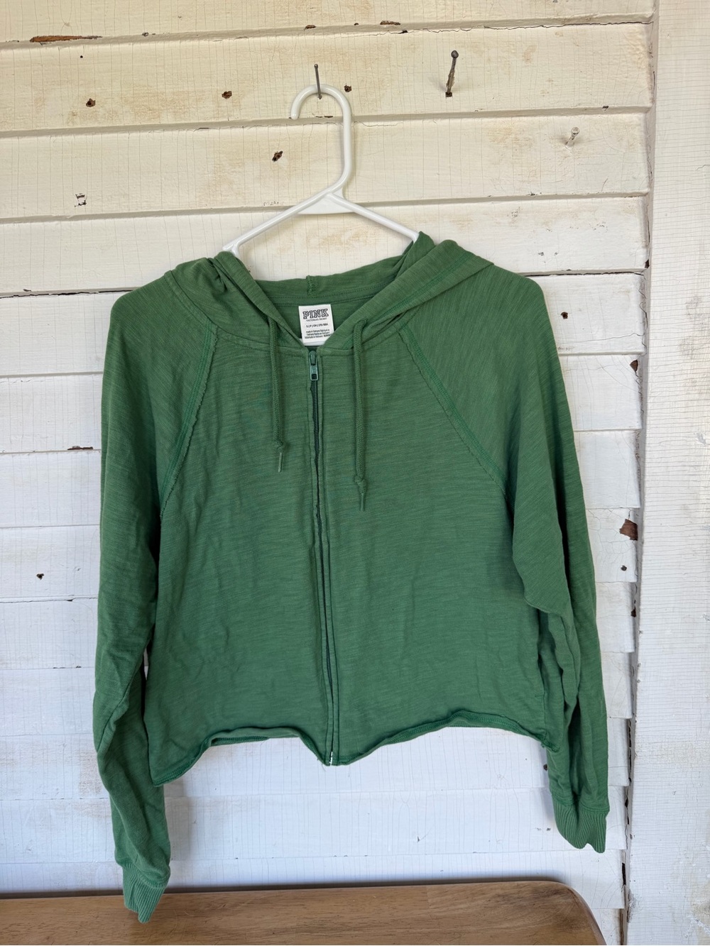 PINK Victoria's Secret Olive Green Zip Hoodie